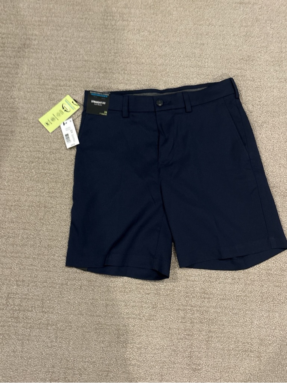 NWT Roundtree & Yorke Dark Navy Flat Front Performance Shorts